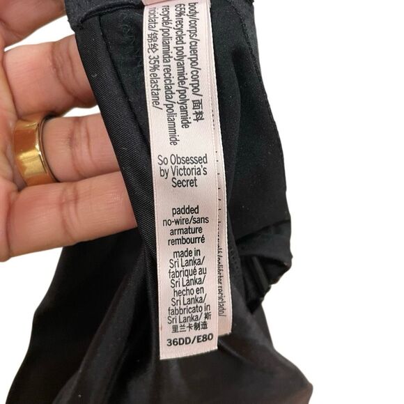 Victoria’s Secret So Obsessed Womens Padded No Wire Bra 36DD Black Satin Volume - Picture 6 of 6